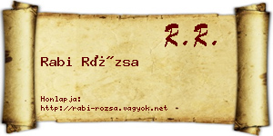 Rabi Rózsa névjegykártya